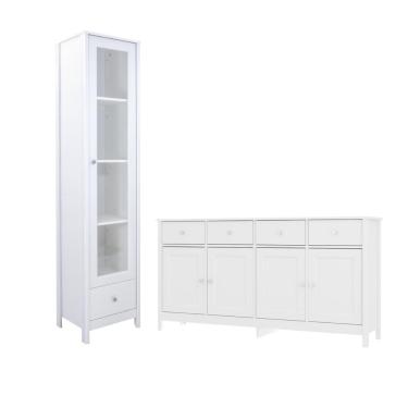 Imagem de Cristaleira + Aparador Buffet Ditália E-962-r-626 Cor:branco Branco