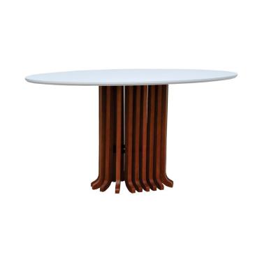 Imagem de Mesa De Jantar Denver Tampo Oval 160x90cm Amêndoa-branco