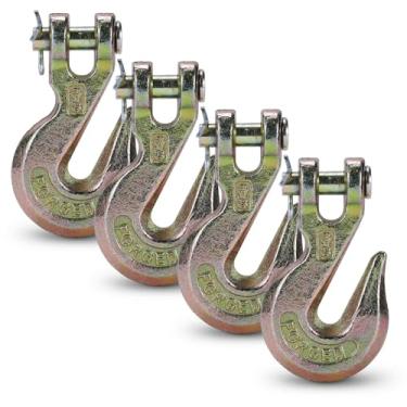 Imagem de Htata Prep G70 Gancho de corrente de 3/8 para serviço pesado para corrente de grau 70 de 9,5 cm - para transporte de caminhão de reboque, acabamento cromado amarelo (pacote com 4)