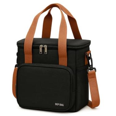 Imagem de Bolsa Térmica Espaçosa Alça Transversal Lancheira Trabalho Fitness Academia Treino Porta Marmita Lanche Bebida Alimento (Preto)