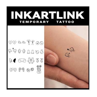 Imagem de INKARTLINK Tecnologia, 16 Designs/1 Folha De Tatuagens Semipermanentes Pequenas, Temporárias, Duram 1 A 2 Semanas, À Prova D'Água, Aparência Realista, Sem Adesivo, Reflexo (Tatuagem Companheirismo X