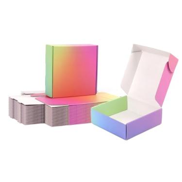 Imagem de DEZIBOX Caixas De Remessa Pequenas 6X6X2, Pacote Com 45 Papelão Ondulado Arco-Íris Para Correspondência Empresas, E Embalagem