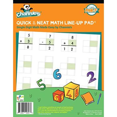 Imagem de Channie's Math Pré-Escola - 1ª Série, 80 Páginas, Papel Grosso, 8,5" X 11" Com Fundo De Papelão, Bloco Alinhamento, Livro Exercícios Alinhamento