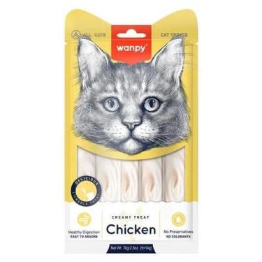 Imagem de Petisco Gatos Wanpy Creamy Frango 70G 5 Unidades 14G Cada
