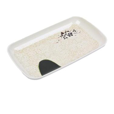 Imagem de Prato retangular de frutas esmaltado simples de cor sólida para uso doméstico - prato de macarrão de arroz de verão de 21,6 cm