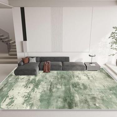Imagem de Tapete verde claro para sala de estar, macio, grande, decoração, quarto, sala de estar, tapete lavável (3,2 x 5,2 pés (100 x 160 cm)/CX048-lint-free-4)