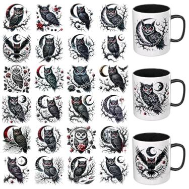 Imagem de Dorsbaby 24 peças de corujas góticas UV DTF envoltório de copo UV DTF adequado para canecas, óculos, notebooks, computadores, mesas e cadeiras, etc. Papel de transferência UV DTF de alta viscosidade