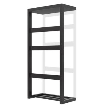 Imagem de Escada de cobertor de parede de bambu, toalheiro de 4 camadas, suporte de cobertor com estrutura antiderrapante, decoração de casa, cobertor decorativo, colcha, toalha, prateleiras de escada de