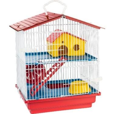 Imagem de Gaiola para hamster Casa e roda de exercício 2 níveis, Gaiola para hamster (Vermelha)
