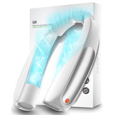 Imagem de Rarekoas Ventilador de pescoço portátil, mãos livres, 6 velocidades, bateria de 6000 mAh, ventilador pessoal de resfriamento de 360°, recarregável, presentes para mulheres e homens, adequado para