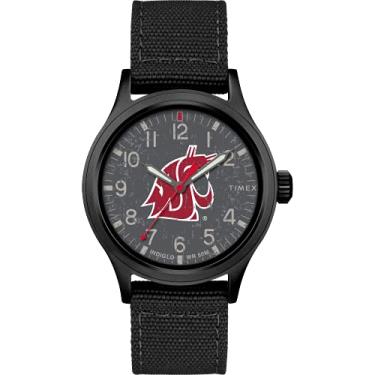 Imagem de Timex Tribute Pulseira masculina de tecido de quartzo de 40 mm para escoteiro universitário, Washington State Cougars,