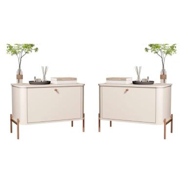 Imagem de Conjunto Mesa De Cabeceira Albania Off White Bronze