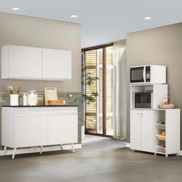 Imagem de Armário de Cozinha Compacta c/Gabinete Pia e Balcão para Forno e Micro-ondas Multimóveis Mp2254 Bco