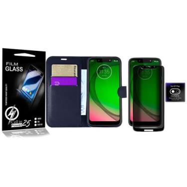 Imagem de Capa CARTEIRA + Pel Privac.3d + Pel Da Câm. P/ Moto G7 Play XT1952 5.7