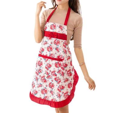 Imagem de Avental De Cozinha Feminino Floral De Lona De Algodão À Prova De Óleo 