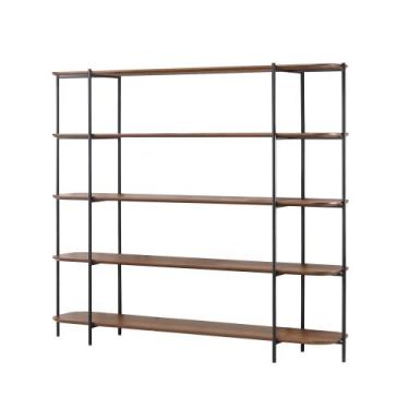 Imagem de Estante Logica 1,60 MT (LARG) cor Pinhao com Estrutura em Ferro Preto 