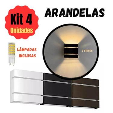 Imagem de Kit 4 Arandelas 2 Frisos com Lâmpadas LED G9  Facho Duplo Interno e Ex
