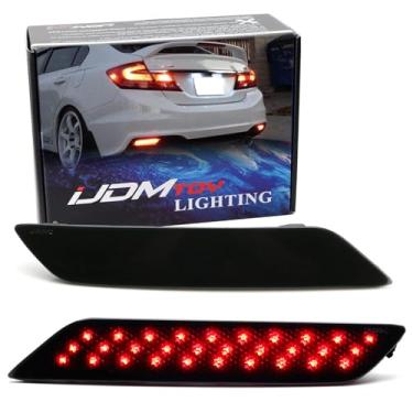 Imagem de iJDMTOY Lente fumê 60-SMD luzes refletoras de para-choque compatíveis com Honda Civic Sedan 2013-2015, funcionam como lanternas traseiras, freio e neblina traseira