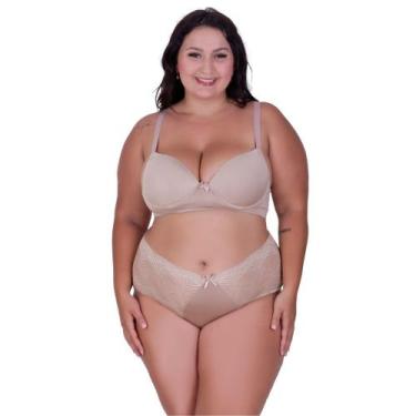 Imagem de Conjunto de Lingerie Plus Size Sutiã e Calcinha Cintura Alta de Renda 