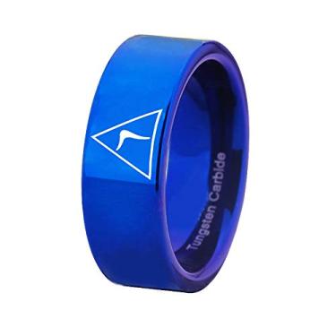 Imagem de Anéis maçônicos de rito escocês de 14º grau de cano preto de 8 mm de largura, gravação interna sem anéis de carboneto de tungstênio, Metal