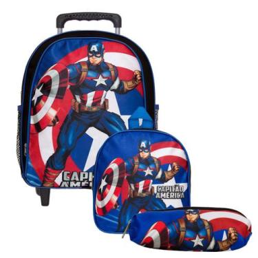 Imagem de Mochila Infantil Juvenil Masculina Rodinha Capitão América - TOYS 2U