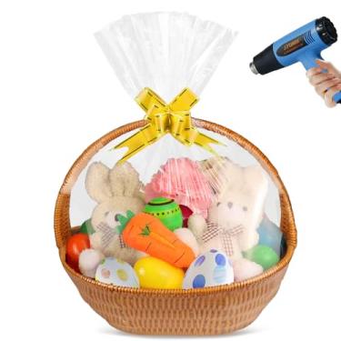 Imagem de Yeumk Pacote com 20 sacos retráteis para cestas de presente sacos de PVC de celofane transparente (30 x 40 cm - 20 peças)