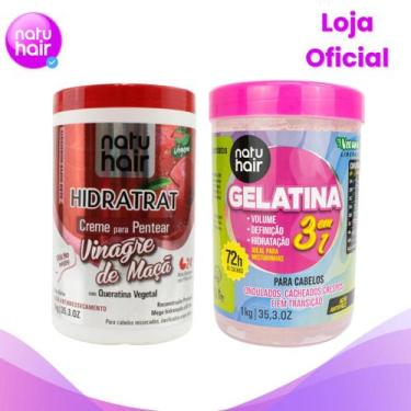 Imagem de Kit Creme Para Pentear Vinagre De Maçã + Gelatina 3 em 1 - Natuhair Co