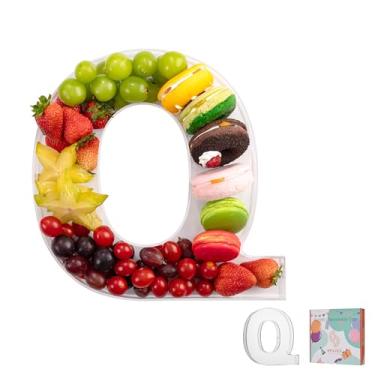 Imagem de Bandeja de charcutaria de acrílico com letras e números de 28 cm – Caixa de alfabeto reutilizável preenchível para doces, lanches, cupcakes – Travessa de servir para aniversário, casamento, festa de
