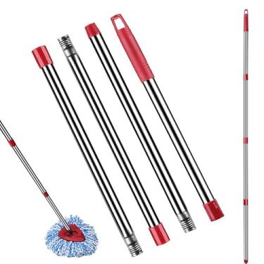 Imagem de CKurityn barra de reboque para reboque de linha fina O-cedro/Vileda europeu, 4 segmentos de aço inoxidável, prata, 58 polegadas