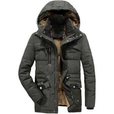 Imagem de Casacos De Inverno Grossos Com Capuz Masculinos Parka Com Gola De Pele Casual Acolchoado Jaquetas, Army Green, 8XL