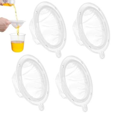 Imagem de 4 filtros de filtro de alimentos 200 malha peneira de 12 cm peneira de nylon de malha fina funis de cozinha para filtragem de café, filtragem de óleo de cozinha, suco de iogurte, leite, mel, vinho