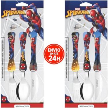 Imagem de Kit Com 2 Talher Infantil Hulk Inox Simonaggio Disney Garfo e Faca, HO