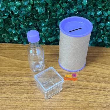 Imagem de Kit Festa 60 Lembrancinhas Acrícilico Caixinhas Cofrinhos e Garrafinhas - Fala Comigo (Lilás)