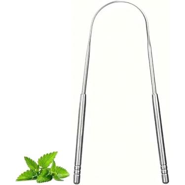 Imagem de Raspador De Língua Inox Higiene Bucal Elimina Mau Hálito Aço Inoxidável Limpeza Profunda Fácil De Usar Reutilizável Respiração Refrescante Saúde Oral