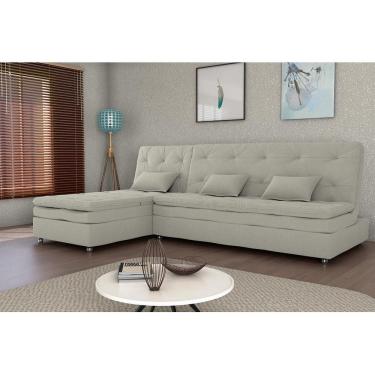 Imagem de Conjunto para Sala Penelope Sofá-cama 3 Lugares com Chaise reclinável Bouclê Natural - Matrix