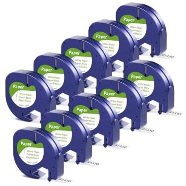 Imagem de 10 refis de fita de substituição para refil Dymo LetraTag papel branco 1/5.1 cm x 13' Dymo Label Maker Refil 12 mm, compatível com Dymo LetraTag 100H Plus LT-100T e LT-200B