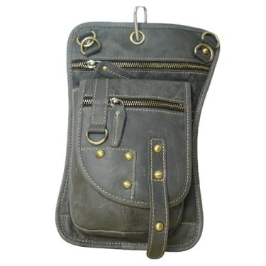 Imagem de Bolsa tiracolo de couro vintage, multifuncional, bolsa de ombro para homens, 214-1SGY, 6.3Inches X 2.7 Inches X 10.2 Inches, Pochete de couro vintage