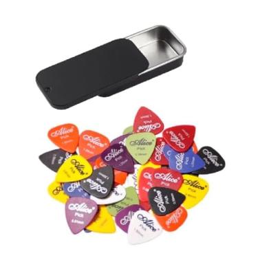 Imagem de Case Porta Palhetas em Metal, 60 x 34 mm, Branco, com 10 Palhetas Sortidas de 0,96mm para Violão e Guitarra (Preto)