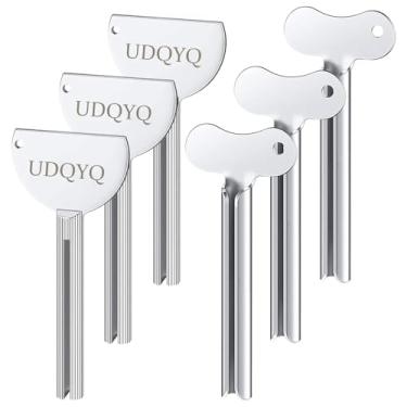 Imagem de UDQYQ Espremedor de tubos de aço inoxidável, 6 peças, rolo de tubo de prensa de tubo de metal para pasta de dente, tintura de cabelo, pigmentos, adequado para cozinha, banheiro, estúdio, prata