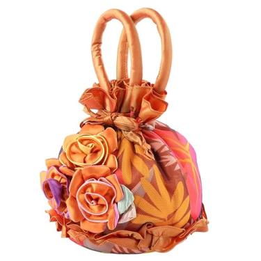 Imagem de Baluue 1 Peça Bolsa De Balde Feminina Com Flores Bolsa De Noite Bolsa De Tecido Floral Bolsas De Mão Para Casamento Festa Baile