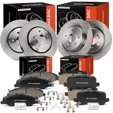 Imagem de A-Premium Rotores de freio a disco sólido dianteiro e traseiro + kit de pastilhas de cerâmica compatível com modelos selecionados Honda - Odyssey 2018 2019 2020 2021 2023, conjunto de 12 peças