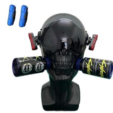 Imagem de WKYBHUD Cyberpunk LED Mask Light Up Mask for Men/Women LED Halloween Skul Scary Masks for Costume Cosplay Party (Red and blue lights)
