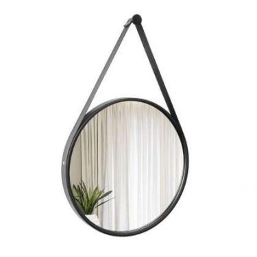 Imagem de Espelho Decorativo Adnet Preto Alça material sintético Preto 60cm Redo