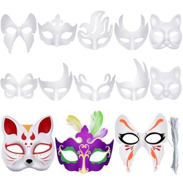 Imagem de Luenghaoyun 30 Peças 10 Estilos Faça Você Mesmo Máscara De Baile Máscaras Branca Sem Pintura A Granel Para Festa Carnaval, Ópera, Cosplay E Dança