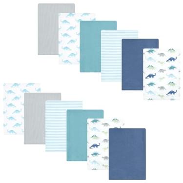 Imagem de Luvable Friends Hudson Baby Flanela Burp Panos, conjunto com 12 unidades, Dinossauro macio, 14x20 inches