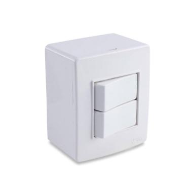 Imagem de Conjunto de Sobrepor 2 Interruptores Simples 10A 250V Branco Rubi - Force Line