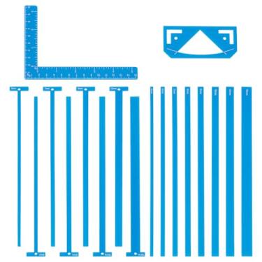 Imagem de UNICRAFTALE 1 conjunto de réguas flexíveis de acrílico para encadernação de livros, pacote de encadernação de livros, azul, ferramenta de encadernação fácil para scrapbook, réguas em forma de T para