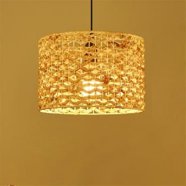 Imagem de OUFULA Contemporary Bamboo Art Weaving Pendant Lamp LED Fashion Criatividade Restaurant Bar Counter Cafe Bar Homestay Tea Room Decoração Light (J D30CM)