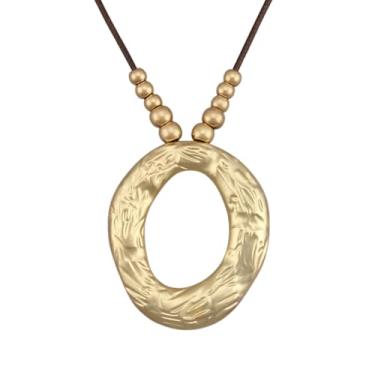 Imagem de joymiao Colares boêmios femininos longos de couro com pingente grande, joia hippie boho, colar com pingente, Couro sintético, Sem Pedra Preciosa