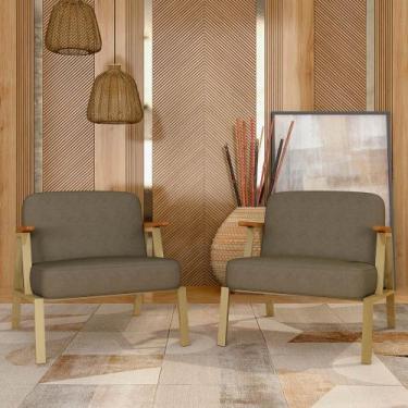 Imagem de Kit 2 Poltronas Coimbra Estilo Industrial Dourado/cinam/capuccin - M.a